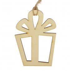 Χριστουγεννιάτικο Ξύλινο Δωράκι, Natural Καφέ (10cm)